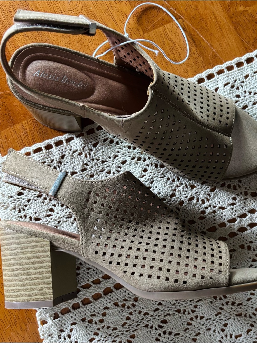 Alexis Bendel - Suede booties with sling back and open toe